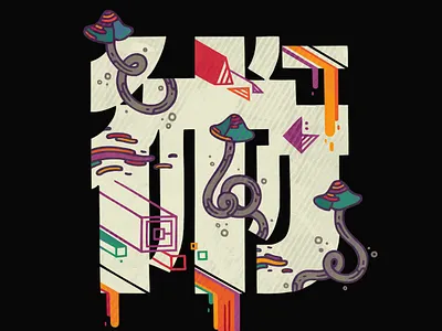 Magic Trip colorful geometric geometry illustration japan japanese kanji mushrooms type
