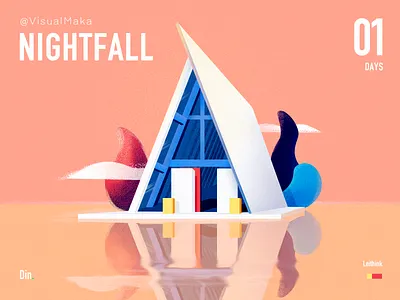 Landscape illustration blue fashion flatdesign high grade illustration landscape orange vitality