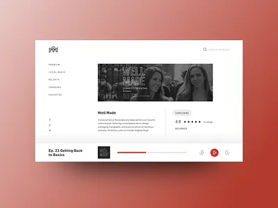 Podcast — 3 of 3 audio desktop interface listen music play webdesign