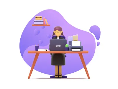 Office Worker 3d app art blender blender3d branding design illustration typography ui ux website