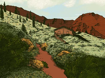 California Cabin digital illustration digitalart illustration nature nature illustration woolhiser
