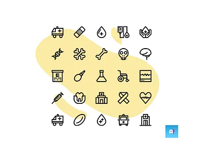 Medical Icon Set Outline Black animation app branding design flat hospital icon icon set icons iconset management medical medical app medical care medicine outline icon outline icons ui ux web