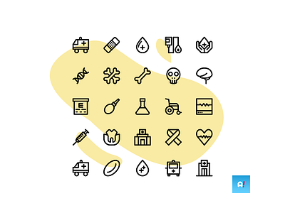 Medical Icon Set Outline Black animation app branding design flat hospital icon icon set icons iconset management medical medical app medical care medicine outline icon outline icons ui ux web