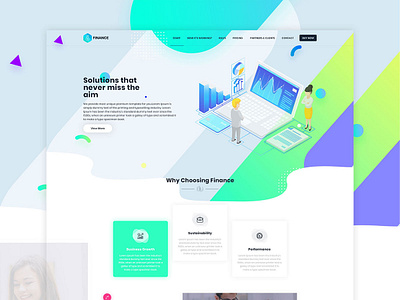 Finance agency design falt design finance gradient light theme web webite