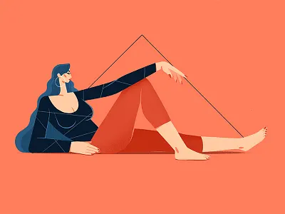 Spleen beautiful blue hair body character character design flat illustration long hair lying down muse procreate procreate app sexy triangle woman woman portrait