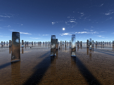 The Fallen 3dart celestial digitalart exoplanet fantasy fantasyart fractal mojoworld monuments planets procedural reflections scifi scifiart space spaceart spacescape stars sunrise sunset
