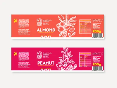 Nut Butter Labels almond bright bright colors colors design inspiration healthy jar keto label label design nut butter nuts organic packaging peanut scratchboard vegan vibrant