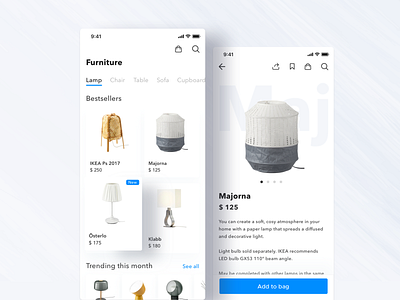 Furniture App animation app bold font branding dailyui dailyuichallenge design dribbble ecommerce furniture furniture store inspiration interaction design minimal shot sketch typography ui ui ux ux