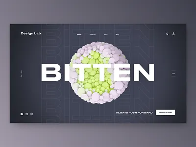 Bitten Landing Page 3d cinema4d concept daily design landing material orb sphere ui