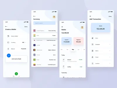 Wallet App Light Concept app design business creative currency design expenses income layout modern sketch ui uiux wallet