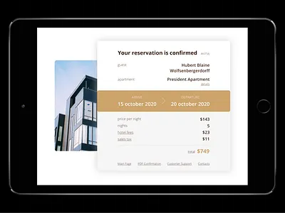 Email Receipt 017 apartment black and white booking dailyui email receipt hotel hotel booking mock up receipt reservation tablet