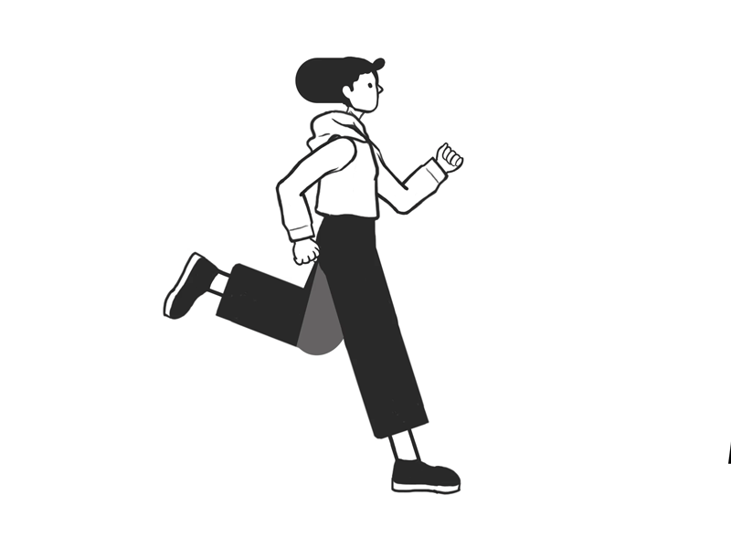 #24 Studio life: Run, Dribbble, Run animated gif animation black and white bounce character design creative studio deadline designer gif illustration minimal run run cycle