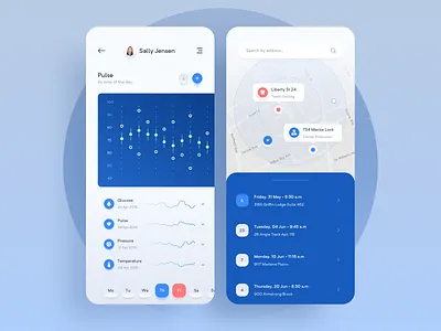 Pharmagy - Activity & Navigation 👨‍⚕️ alarm app blue calendar clean drug health healthcare medical medicine mobile pills reminder statistics ui ux