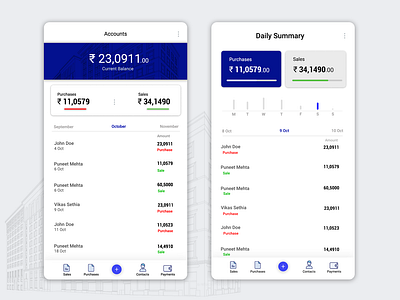 Daily sales update and accounts update account management system android app concept app ui clean app design ios7 minimalist design ui