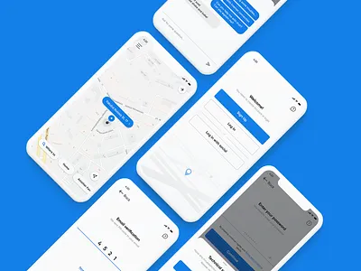 Mobile Application app blue chat login map mobile signup support taxi verification