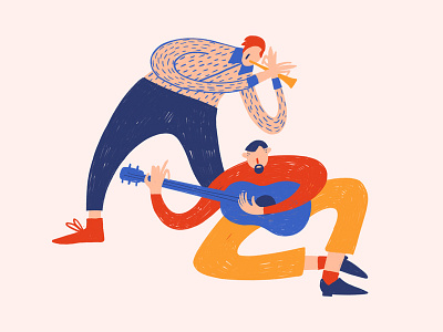 Musicians character guitar illustration music player musicians