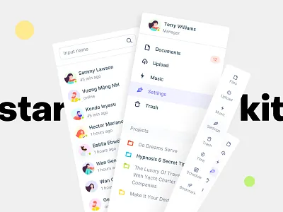 Starter Kit dashboard dashboard app icon set icons menu side menu sidebar typogaphy ui kit ux
