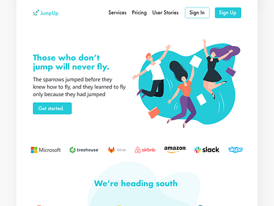 JUMPUP app app page branding clean design flat icon illustration landing page landingui logo minimal ui uiux ux web web design website xd xddailychallenge