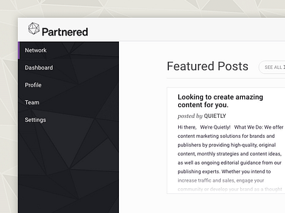 Partnered dashboard b2b black white clean dashboard design dashboard ui enterprise enterprise software interface monochrome polygons product design sketchapp software startup ui uiux ux walkthrough web ycombinator