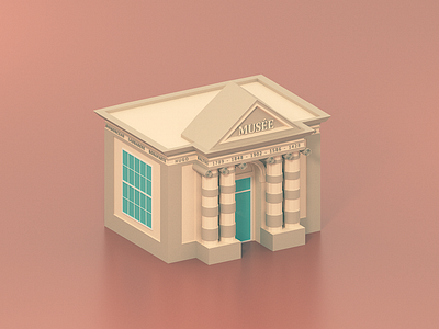 Little Museum 3d architecture illustration isometric lowpoly lowpolyart minimalist museum