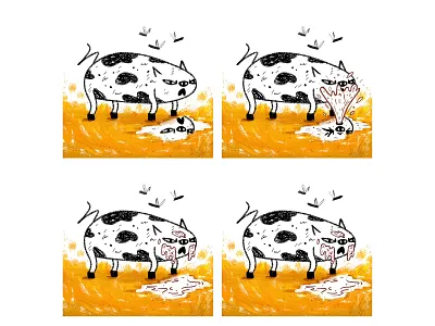 Pig love of self comic illustration pig