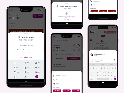 Stylish, functional bottom sheets android app design authentication financial ios mobile app product design progress bar saving saving app service design sheets social platform social saving ui ux