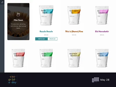 Ecommerce website | CSS Grid May 28 checkout coffee ecommerce ecommerce shop shop shopping shopping cart
