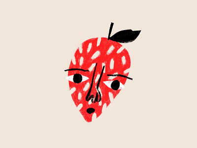 Strawberry face food fruit juicy leaf pattern portrait red stem strawberry sweet