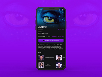 App for waiting premiere of films app avatar design film graphic design ios iphone iphone app movie premiere ui ui design video watch