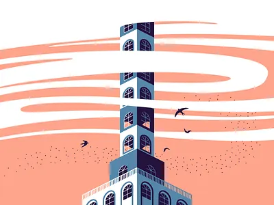 Lighthouse birds clouds editorial fog just for fun lighthouse sky