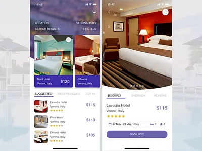 HotelApp (Search Results,Details) booking cards design details hotel hotel app hotel booking hotels ios list view mobile search results ui ui ux uiux ux