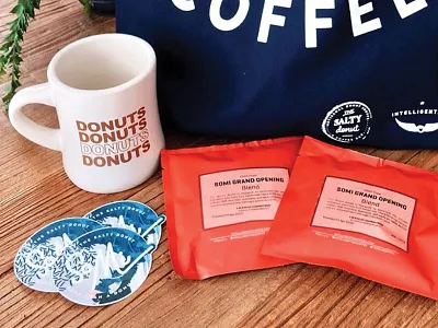 The Salty Donut SoMi Stickers branding donut donuts florida food grand opening miami south miami sticker mule stickers the salty donut