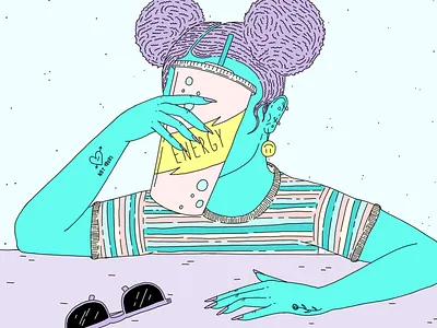 Long Weekend Recovery energy illustration purple summer tired weekend