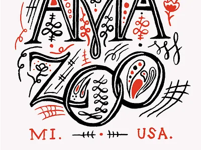 Kalamazoo Poster Illustration city city poster decorative hand drawn hand lettered hand lettering hand type kalamazoo lettering lettering art mi michigan screenprint screenprinted