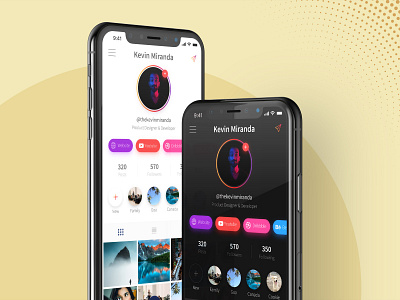 Instagram Redesign Concept - Light + Dark UI darktheme darkui elastic design fluid fluid design inspiration instagram instagram profile instagram redesign instagram template lightui minimal nightmode redesign ui
