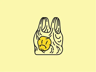 Sad Plastic Bag 2d illustration line linework plastic bag sad smiley thick lines vector