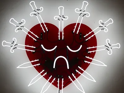 Seven of Swords broken heart dani b electric illustration neon neon sign seven sword swords tarot
