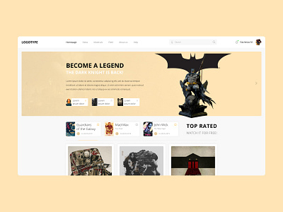 Online cinema - homepage design cinema design figmadesign homepage design online cinema ui ux website design