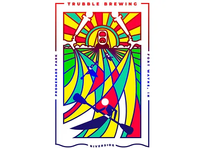 Trubble Brewing Summer Poster beer brew brewery can color gigposter illustration kayak summer tap vector