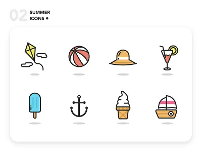 Summer Icons 02 beach design dribbble flat graphic graphic design graphic art hot icecream icon icon design iconography illustation illustration illustration art illustrator sea summer ui vector