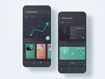 Starbucks redesign app black white coffee color design physical social starbucks