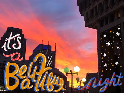 Beautiful Night in Boston beautiful boston city cityscape design digital handlettering lettering mixed media night photo procreate skyline sunset type typography