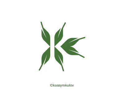K Leaf green k logo k monogram leaf logo letter k logoground negative space white space