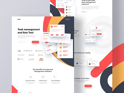 Task management web-app landing page [ Free XD Download ] adobe xd adobexd adobexduikit app design e commerce free landing page landing page management marketing product saas task template ui design web web design website design xd