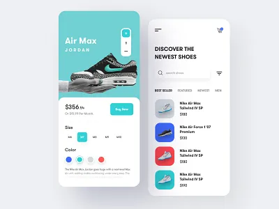 Shoes Store iOS App Design 2019 trends animation app app design app mockup app ui colorful creative design ios minimal nike shoes store store app trendy typography ui