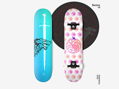 Skateboard: Skate Decks - Series 04 black blue dire wolf dragon final season game of thrones pink red skateboard skateboard deck skateboard design sword