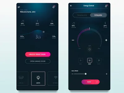 Smart home app concept air conditioning app air conditioning sytem app design app ui design home app remote control smart home smart home app smarthome temperature control ui design