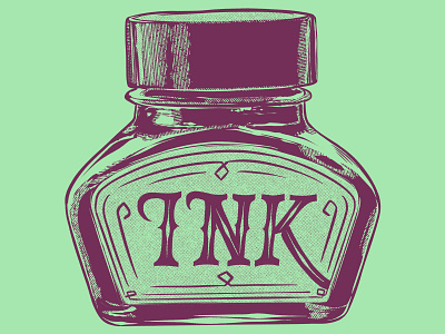Ink Bottle Numero Tres 2d bottle container digital painting drawing illustration ink ipad pro procreate retro