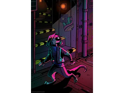 Ghost Walk comic project detective future ghost illustration mystery neon neon noir otter