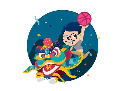 Lion dance design illustration